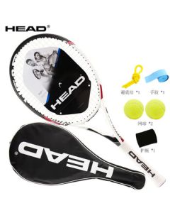 HEAD Tennis Racquet Djokovic Attitude Pro Carbon Fiber Racquet for Adults, Pre-Strung, White & Black, Professional Training for Men & Women