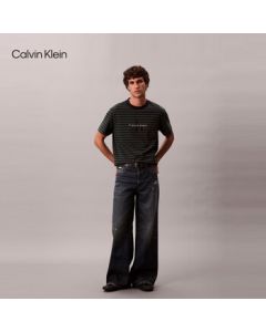 Calvin Klein Jeans 25 Fall New Men's Retro Casual Commuting CK Letter Print Striped Pure Cotton Short Sleeve T-Shirt