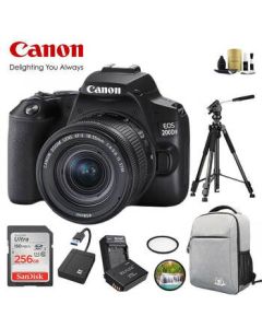 Canon EOS 200D II DSLR Camera 200D2 18-55 Standard Zoom Lens Kit Black Approx. 24.1MP/4K Video + 256GB Card Advanced Package 3
