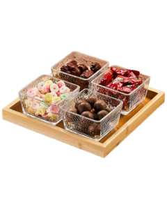 Green Apple Dried Fruit Tray Compartmentalized Snack Plate 4-Section Holiday Gift Box