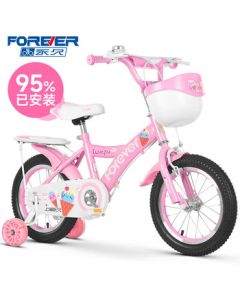 FOREVER Kids Bicycle for Boys and Girls Aged 6-10, Children's Training Bike with Stabilizers, Princess Pink 16-inch for 105-135cm Height