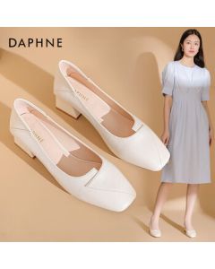 Daphne Women's High Heels 2022 Spring Summer Granny Shoes Casual Office Shoes Chunky Heel Pumps - Beige 38