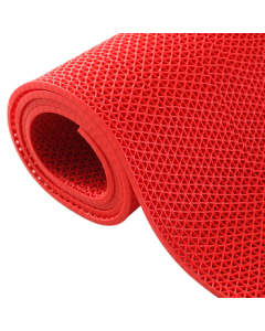 Haisdik S-Type Hollow Anti-Slip Mat Grid PVC Door Mat Red Thickness 4.5mm Width 1.2m*1m 1 Roll Multiple Orders Not Cut HK-53