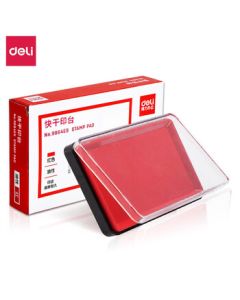 deli 9864ES Large Square Stamp Pad Quick-Drying Ink Pad for Finance (2-Pack, Red)