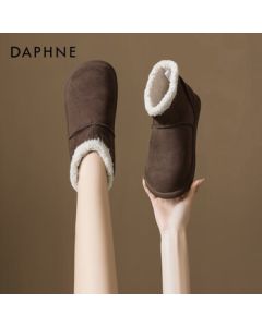 Daphne Women's Snow Boots 2025 New Style Fleece-Lined Thick Flat Boots Northeast Warm Short Boots Brown 35