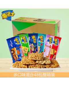 Magic Scholar Crispy Noodles [Mixed Flavors, 48 Bags per Box] Instant Noodles for Snacking, Office & Overtime Snacks