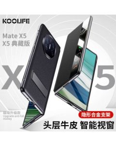 KOOLIFE Genuine Leather Case for Huawei Mate X5 Phone - Premium Full-Body Protective Cover with Smart View Window, Anti-Slip & Shockproof Flip Case for Huawei Foldable Screen (Men & Women)