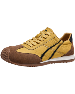 CAMEL Retro Comfortable Versatile Grippy Relaxed Thin-Sole Casual German Training Shoes for Men G15A547090 Yellow-Brown Size 40
