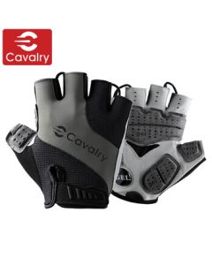 CAVALRY Bike Silicone Half-Finger Gloves – Summer Outdoor Sports Fitness Gloves for Men & Women, GEL Short Finger Mountain Road Bike Shock-Absorbing Sweat-Wicking Cycling Gear, Black Grey L