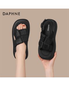 DAPHNE Women's Sandals One-Strap Beach Shoes Summer Casual Shoes Black 38