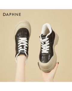 DAPHNE Women's Chunky Sole Retro Training Shoes, Soft High-Top Sneakers, Versatile Fleece-Lined Casual Sports Shoes - Brown, Size 36