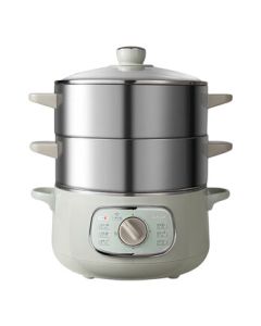 Bear Electric Steamer Pot - 3-Tier Stainless Steel Multi-Function Cooker with Timer, Automatic Shut-Off, Large Capacity for Steaming, Boiling, and Hot Pot (Model DZG-D80G5)