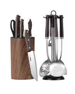 BAYCO 11-Piece Knife Set with Kitchen Utensils, Including Chef Knife, Scissors, Fruit Knife, Spatula, Spoon, and Knife Stand, Complete Kitchen Tool Collection BD2808