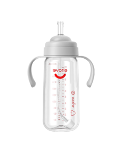 Evorie (evorie) Straw Sippy Cup for Babies Over One Year Old, Weaning Bottle, Infant Wide-Neck Drop-Resistant Tritan Bottle