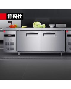 DEMASHI Frost-Free Air-Cooled Refrigerated Workbench, Stainless Steel Kitchen Horizontal Freezer Worktable, Copper Tube Flat Cool Workbench, 1.8m Full Refrigeration