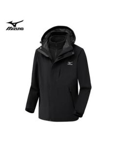 Mizuno Outdoor 3-in-1 Men's Jacket Windproof Two-Piece Couple's Hiking Sports Suit - Black XL
