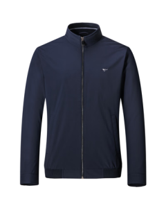 Septwolves Men's Jacket, Spring/Autumn Stand Collar with Wolf Logo Embroidery, Business Casual Stretch Easy-Care Soft Comfortable Men's Wear