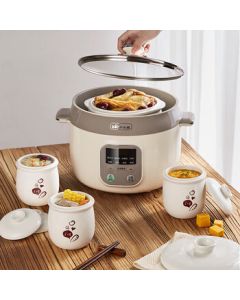 Bear Electric Stew Pot, Electric Steamer, Water-Bath Stew Pot, Programmable Timer Soup Pot, Congee Cooker, Bird's Nest Steamer, 2.5L DDZ-C25K1