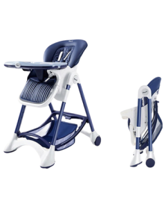 Pouch Baby High Chair K05plus Portable Foldable Infant Dining Chair Navy Blue 6-36 Months