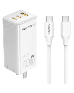 Pisen [3C] 65W GaN Charger Adapter Set with Multi-Port Type-C Plug, Compatible with New 40W Devices, Apple 17Air Phones, Lenovo, Huawei, Xiaomi Laptops, 45W