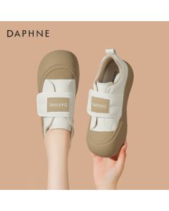 Daphne Women's Casual Shoes Thick-Soled Platform Sneakers Hook-and-Loop Slip-On Shoes 4024101171 Beige 39
