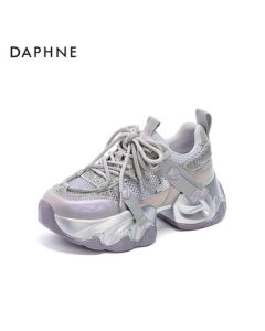 Daphne Chunky Dad Shoes for Women, Summer New Versatile Sneakers 4025101599, Single Mesh Iridescent Purple, Size 35
