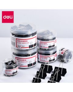 Deli 6-Piece Mixed Size Set Black Binder Clips Metal Bulldog Clips Office Supplies