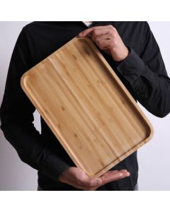 TeaXun Household Bamboo Wooden Tea Cup Holder Storage Dining Tray Rectangular Fruit Plate, Price for 1, Option A Rectangle 36*24