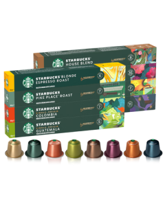 Starbucks Capsule Coffee Multi-Flavor Assorted Black Coffee Selection 8 Boxes 80 Capsules Total 441g Compatible with Nespresso Capsule Machine
