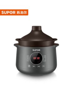 SUPOR Electric Stew Pot 4L Multi-functional Home Electric Steamer, Quick Hot Water Stewing Soup Pot Porridge Cooker with Timer, Premium Purple Clay Inner Pot with Tajine Lid DG40YC36