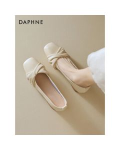 DAPHNE Women's Low-Cut Flats 2024 Summer Gentle Evening Breeze Sandals Soft-Soled Bean Shoes Beige Size 35