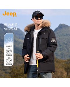 JEEP [Detachable Fur Collar Men's Winter Down Jacket] 90% Duck Down Warm Coat, Trendy Thickened Men's Top