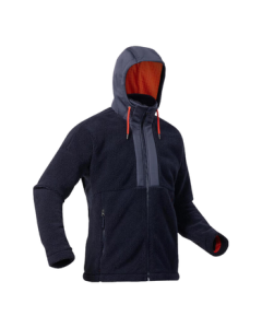 Decathlon Outdoor Hiking Fleece-Lined Hooded Sweatshirt Thickened Fleece Casual Jacket Ink Blue 2XL-4531826