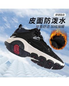 LI-NING (LI-NING) [Fleece-Lined Warm] Men's Casual Sports Shoes - Autumn/Winter Fleece-Lined Comfortable Mid-Top Durable Sneakers for Men