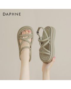 Daphne Women's Sandals Versatile Thin Strap Roman Shoes Simple Platform Beach Sandals 4023303338 Green 37