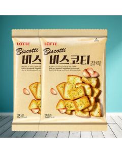 LOTTE Non-Fried Garlic Flavor Roasted Bread Chips 70g*2 Bags Crispy Korean Imported Snack Baked Croutons
