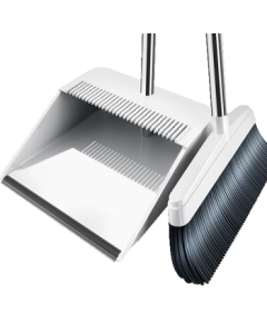 Jiabangshou Broom and Dustpan Set, Two-Piece Household Soft-Bristle Broom with Comb-Teeth Windproof Dustpan