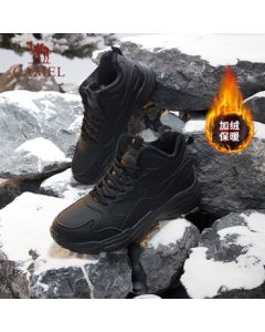 CAMEL Men's Fleece-Lined Sneakers All-Terrain Water-Resistant High-Top Casual Shoes CD1226Q3839 Black 41