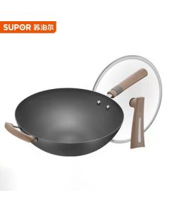 SUPOR Titanium Non-Stick Frying Pan, Coating-Free Iron Wok, Rust-Free Stir-Fry Pan, Specially Designed for Gas Stoves and Open Flame, Wear and Acid Resistant HC30A2