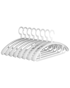 JingDong JingZao Wide Shoulder No-Slip Hangers, Anti-Slip Clothes Hangers for Drying Without Bumps, White, 10-Pack