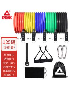PIC Pull Rope Set Elastic Resistance Bands for Men and Women, 14-Piece Home Gym Fitness Kit (125 lbs)