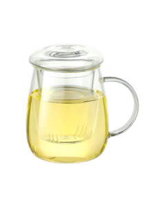 RELEA Tea Cup with Tea-Water Separation, Glass Cup for Office, High-Temperature Resistant Flower Tea Cup, Mid-Autumn Festival Gift