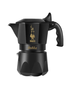 Bialetti Moka Pot Stovetop Espresso Maker Italian Double Valve Concentrated Portable Black Gold 2-Cup