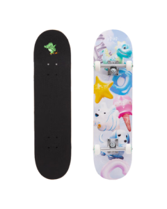 Decathlon Kids Double Kicktail Skateboard for Beginners Aged 6-12, Birch Deck, Balloon Party 4882995