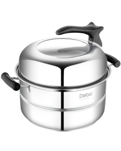 Debo German Platinum 28cm Stainless Steel Three-Layer Steamer Pot, Compatible with Gas and Induction Stoves