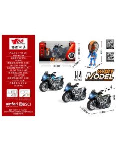 Alloy Pull Back Motorcycle 1:14 3-color mix