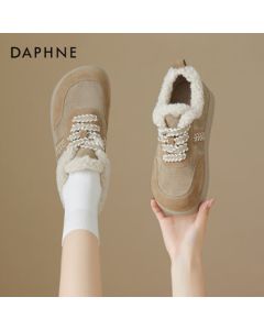 Daphne Women's Warm Snow Boots 2025 Winter New Retro Versatile Casual Shoes Thick-Soled Birkenstock - Almond, Size 39