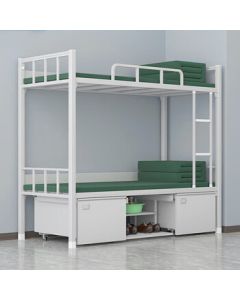 Huiyunxing Model 14 Bunk Bed with High Configuration, Thickened Steel Frame, High-Low Bunk Bed for Squad Dormitory with Shoe Cabinet