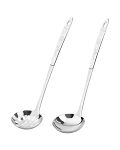 Maxcook Hot Pot Spoon Set - Thickened Stainless Steel Soup Spoon and Slotted Spoon, Rose Series MCMG-02