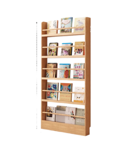 Xiaojiang Solid Wood Bookshelf, Wall-Mounted Floor Standing Integrated Living Room Vertical Kids Simple Bookshelf Picture Book Shelf, 6-Tier 100cm